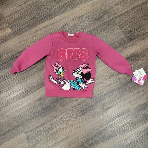 Disney Other - Disney Minnie Mouse BFFs Pink Graphic‎ Sweatshirt Girls Crew Neck Pullover 18M